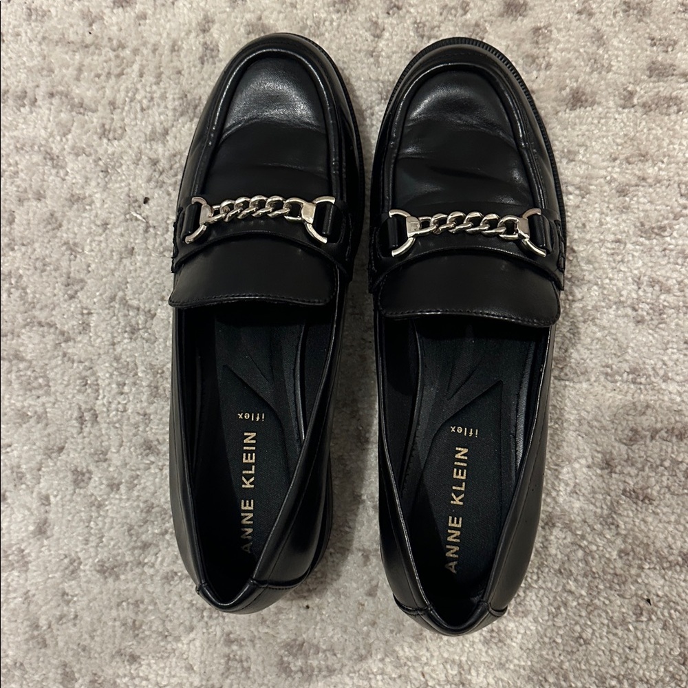Anne Klein Loafers with Silver Chain